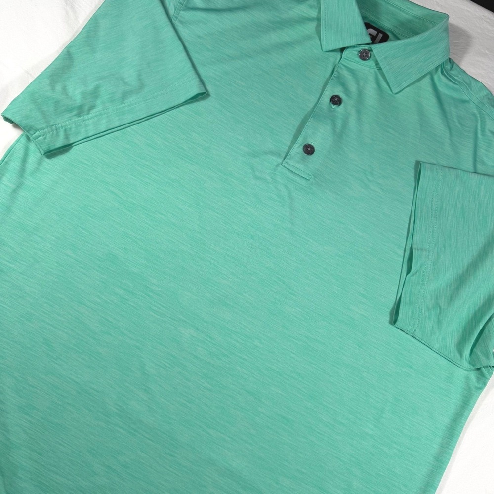 FootJoy Golf Polo Mens M Green Heathered Short Sleeve Performance EUC - Picture 3 of 9